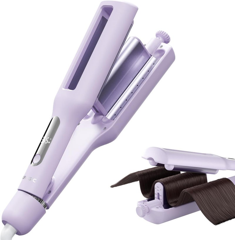 KAUGIC Hair Waver Curling Iron with Optimized Airflow for Less Odor, 4-in-1 Adjustable Crimper for Versatile Styling, Cool Air Shot for Long-Lasting Curls, Ionic Care for Smooth, Frizz-Free Waves- Purple - Image 1
